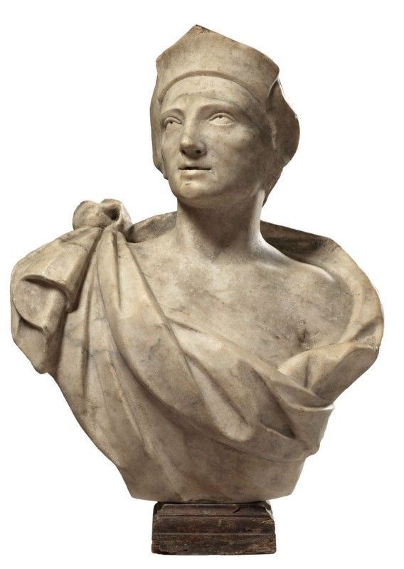 Scuola Romana del XVII Secolo - Busto Virile con Elmo e Panneggio