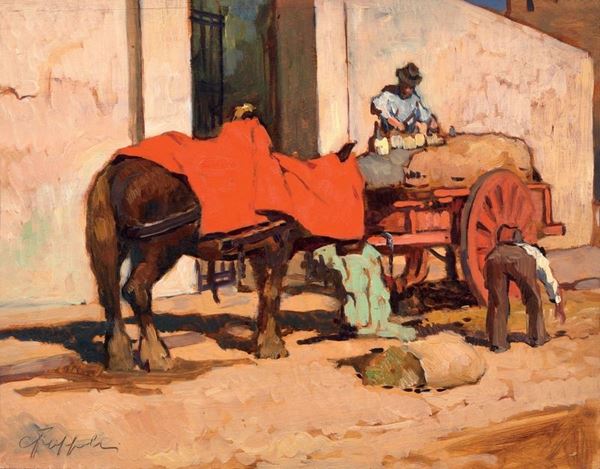 Cafiero Filippelli - Carro con cavallo e operai