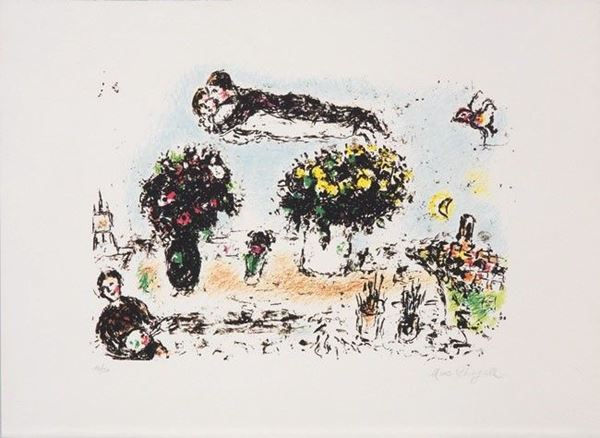 Marc Chagall - Le Peintre aux trois Bouquets