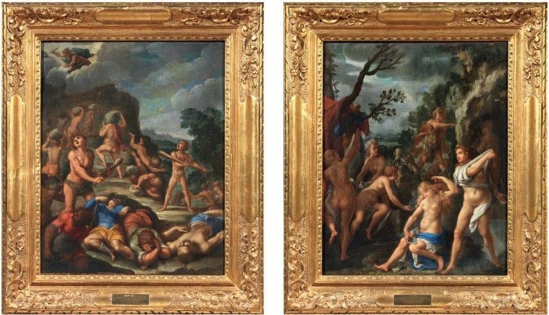 Joseph Heintz il Vecchio (attr. A) - «gigantomachia, L'assalto al Cielo dei Giganti» e «diana e A...