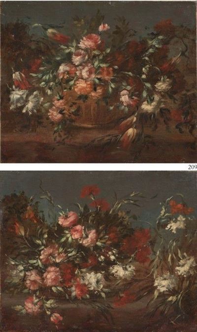 Lotto di Due Opere Raffiguranti «vaso di Fiori»