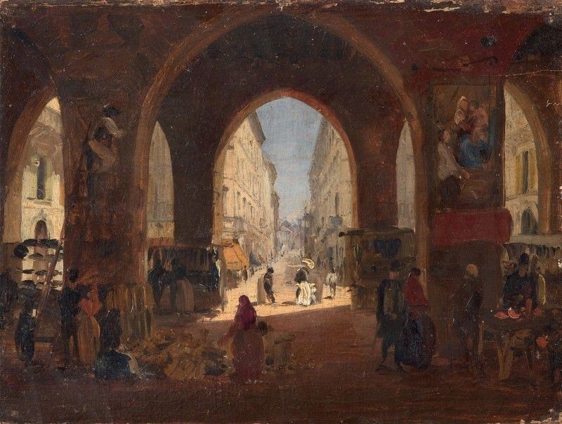 Angelo Inganni - La Contrada Nuova di Monza