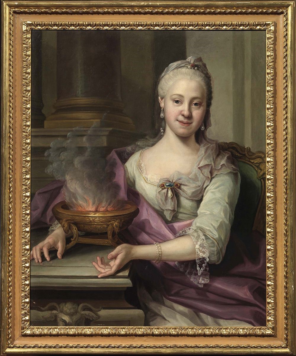 Scuola Francese Fine XVIII Secolo - «ritratto di Gentildonna Come Vestale» e «ritratto di Gentilu...