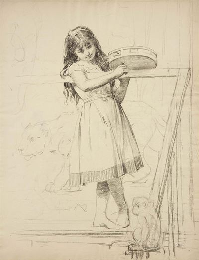 Bambina con Tamburello, Scimmia e Leonessa