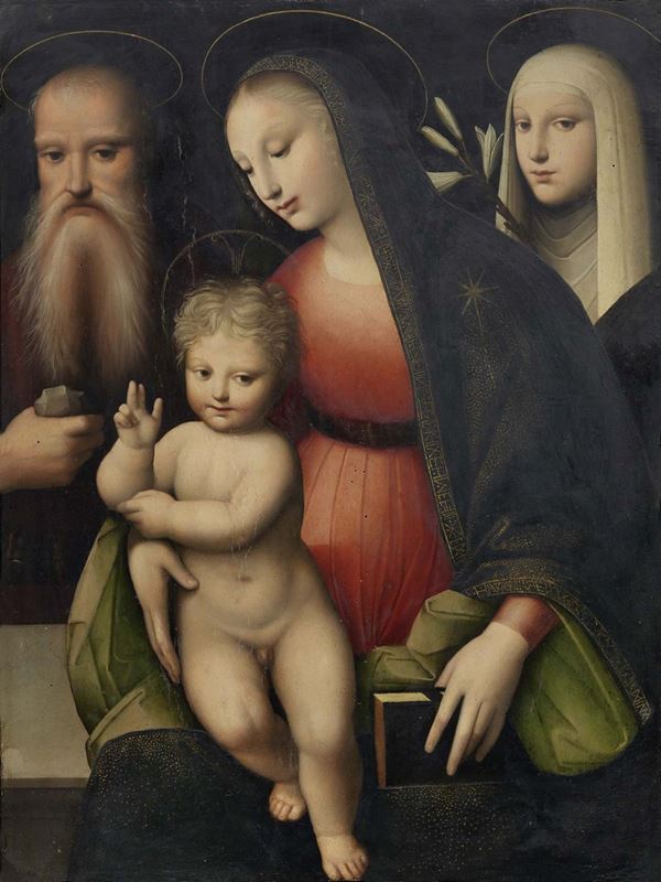 Andrea Piccinelli, detto del Brescianino (attr. a) - Madonna col Bambino e i Santi Girolamo e Caterina da Siena
