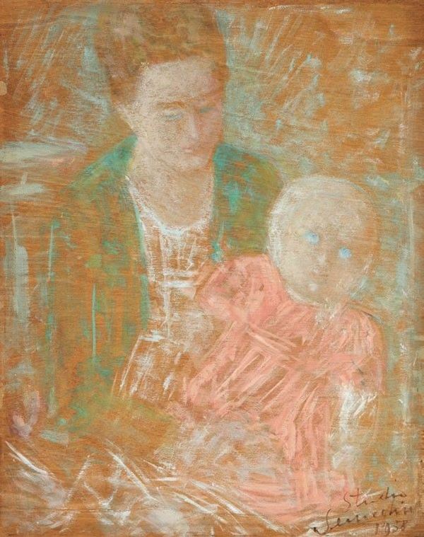Pio Semeghini - Fanciulla con bambola (Studio)