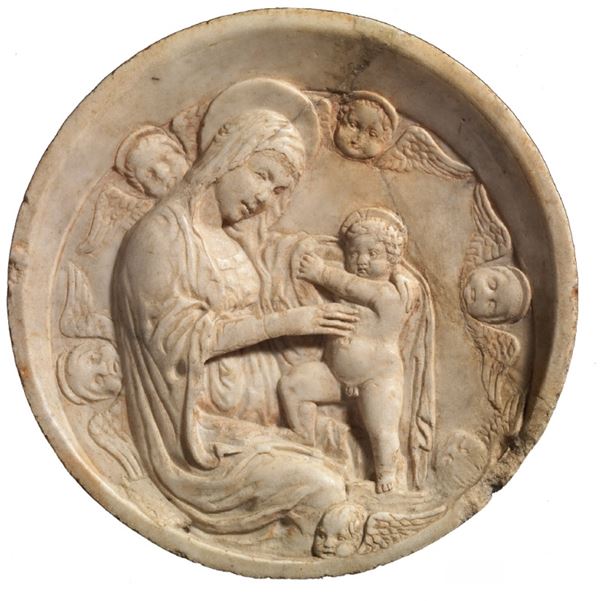 Scuola fiorentina del XV secolo (gi&#224; bottega di Donatello) - Madonna col Bambino e Cherubini