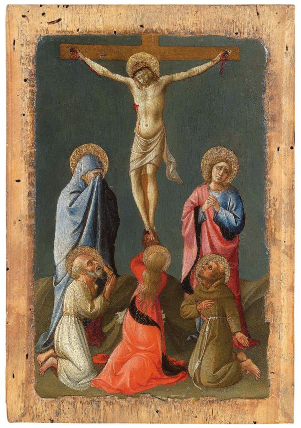Domenico di Michelino - Cristo in croce con la Madonna e i Santi Giovanni Evangelista, Gerolamo, Maria Maddalena e Francesco