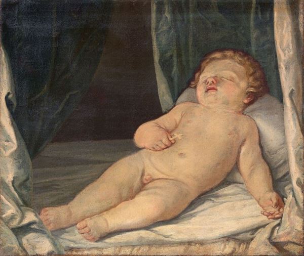 Scuola senese fine XVII secolo - Gesù Bambino dormiente