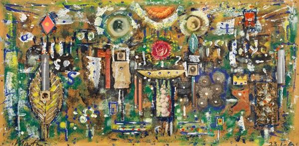 Phillip Martin : Shrine of the Rose  (1962)  - Tecnica mista e collage su cartone - Asta Dipinti, Disegni, Sculture e Grafica - Arte Contemporanea - I - Casa d'aste Farsettiarte