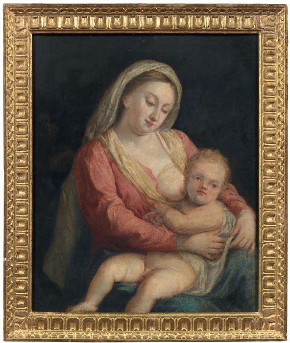 Scuola romana fine XVII secolo - Madonna col Bambino