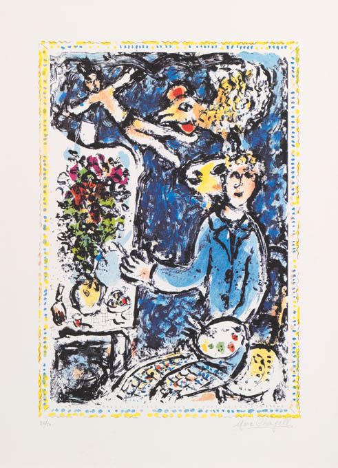Marc Chagall : L'Atelier Bleu  (1983)  - Litografia, es. 26/50 - Auction Dipinti, Disegni, Sculture e Grafica - Arte Contemporanea - I - Casa d'aste Farsettiarte