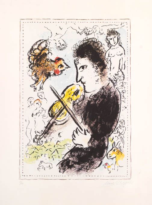 Marc Chagall : Le Violiniste au Coq  (1982)  - Litografia, es. 6/50 - Asta Dipinti, Disegni, Sculture e Grafica - Arte Contemporanea - I - Casa d'aste Farsettiarte