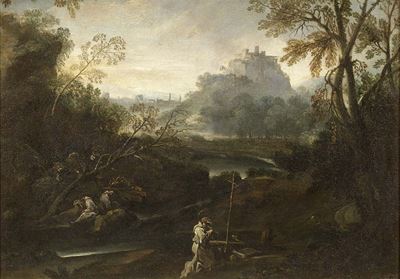 Paesaggio con Frati in Preghiera