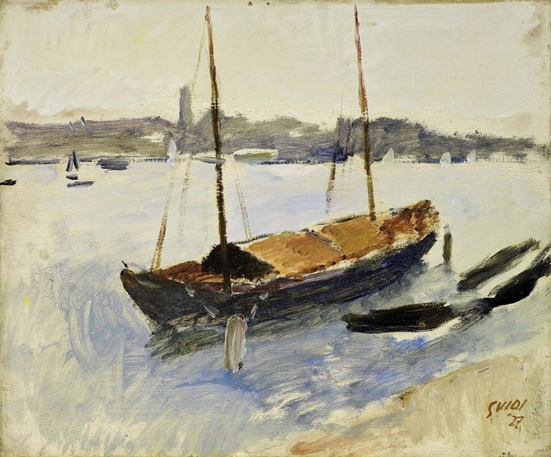 Virgilio Guidi - Marina con Veliero