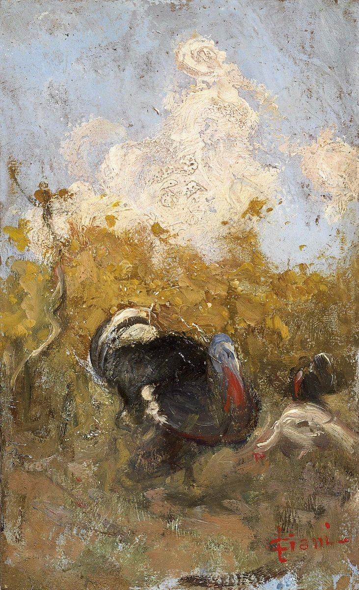 Cesare Ciani - Campagna con Tacchini e Pollo