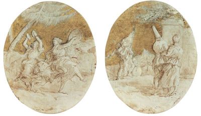 Studi per Affresco, «baccanale» e «pulcinella: Passeggiata»