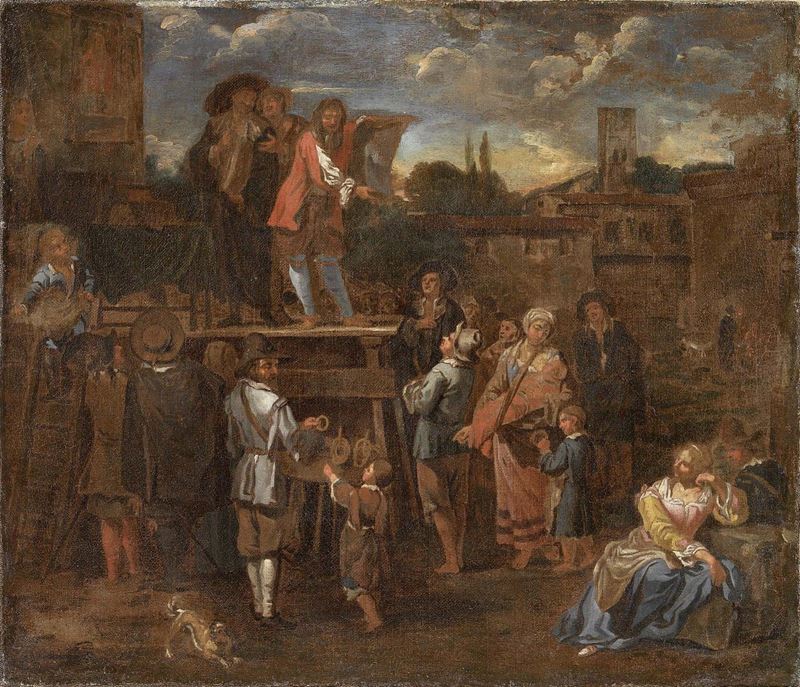 Theodor Helmbreker (attr. A) - Scena di Mercato