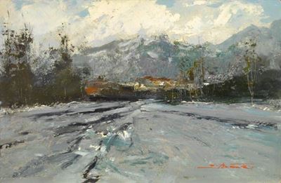 Veduta di Città con Neve