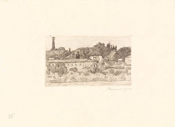 Giorgio Morandi - Paesaggio (Veduta dell'Osservanza a Bologna)