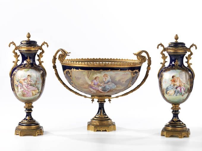 Trittico in Porcellana Blu-oro di Sèvres