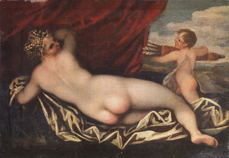 Scuola Veneta del XVII Secolo - Venere e Cupido