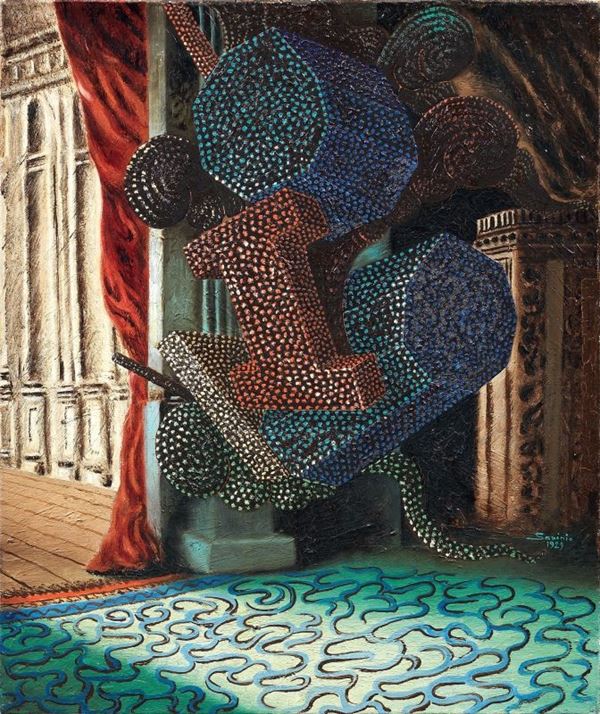 Alberto Savinio : Le fantôme de l'Opéra  (1929)  - Olio su tela - Auction Arte Moderna - II - Casa d'aste Farsettiarte
