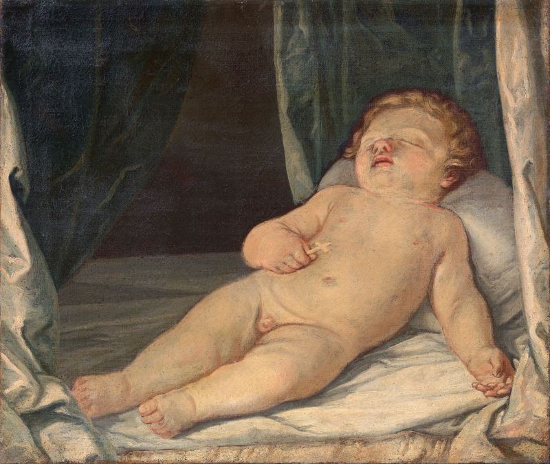 Scuola Senese Fine XVII Secolo - Gesù Bambino Dormiente