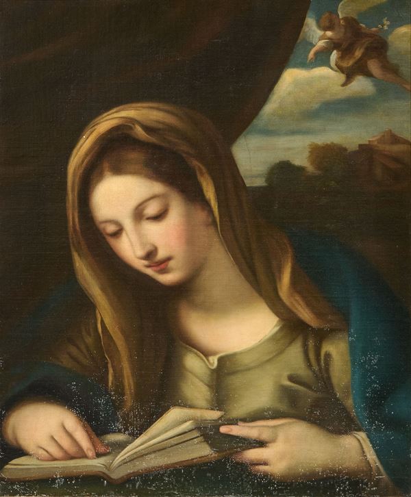 Scuola di Guido Reni della fine del XVII secolo : Madonna dello studio  - Olio su tela - Auction IMPORTANT OLD MASTERS PAINTINGS - I - Casa d'aste Farsettiarte