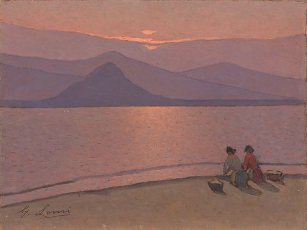 Giovanni Lomi - Sul lago verso il tramonto