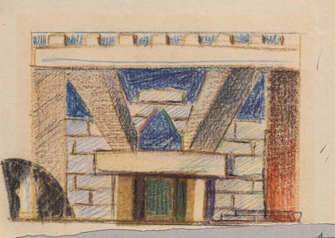 Enrico Prampolini - Bozzetto di Scena per «edipo Re»