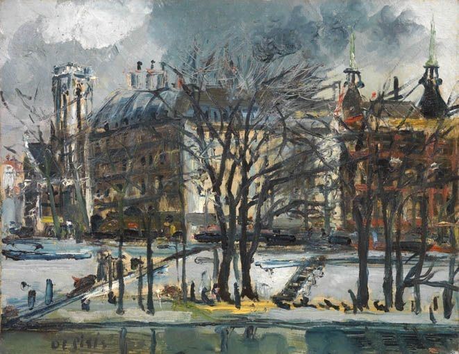 Filippo De Pisis - Le Port Du Louvre Et L'eglise S. Germain L'auxerrois