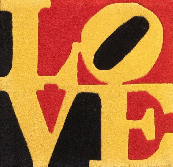 Robert Indiana : Liebe Love  - Tappeto, multiplo - Asta Dipinti, Disegni, Sculture e Grafica - Casa d'aste Farsettiarte