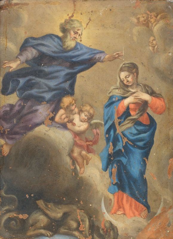Scuola bolognese fine XVII secolo - Madonna Assunta e Padreterno