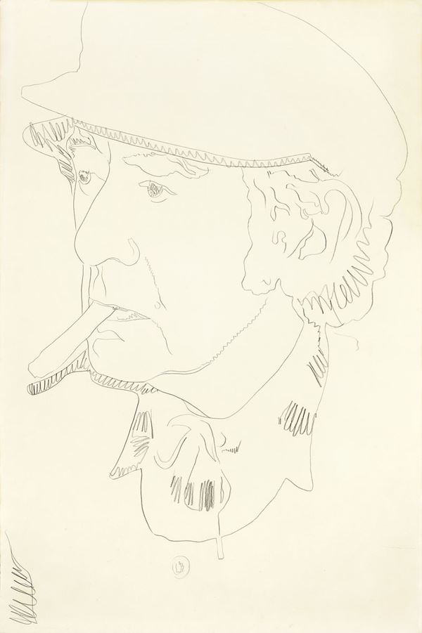 Andy Warhol : Ritratto di Man Ray  (1974)  - Matita su carta - Asta ARTE CONTEMPORANEA - I - Casa d'aste Farsettiarte