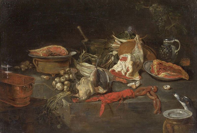 Adriaenssen Alexander (attr. A) - «natura Morta con Crostacei e Verdure» e «natura Morta con Cacc...