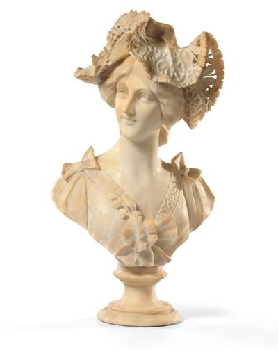 Testa di Donna con Cappello a Trine