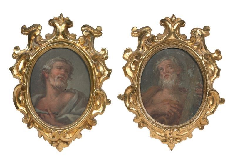 Scuola Veneta del XVIII Secolo - Coppia di Dipinti Raffiguranti Santi
