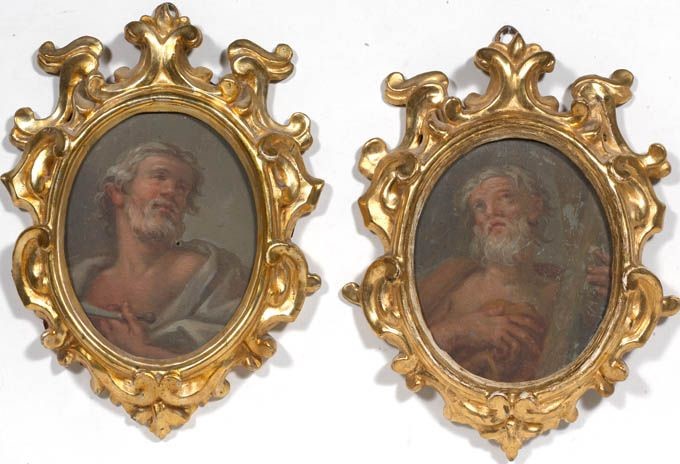 Scuola Veneta del XVIII Secolo - Coppia di Dipinti Raffiguranti Santi