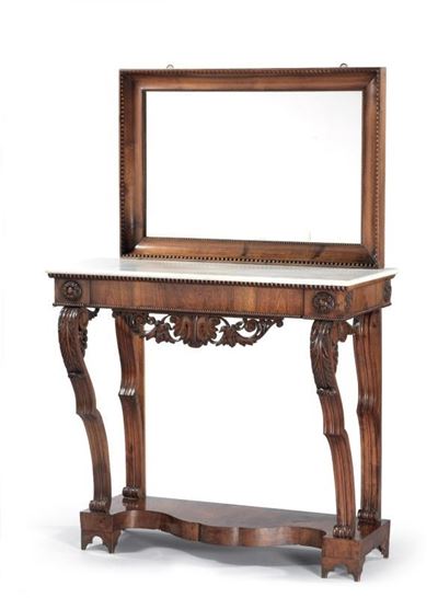 Consolle Lastronata in Legno di Mogano