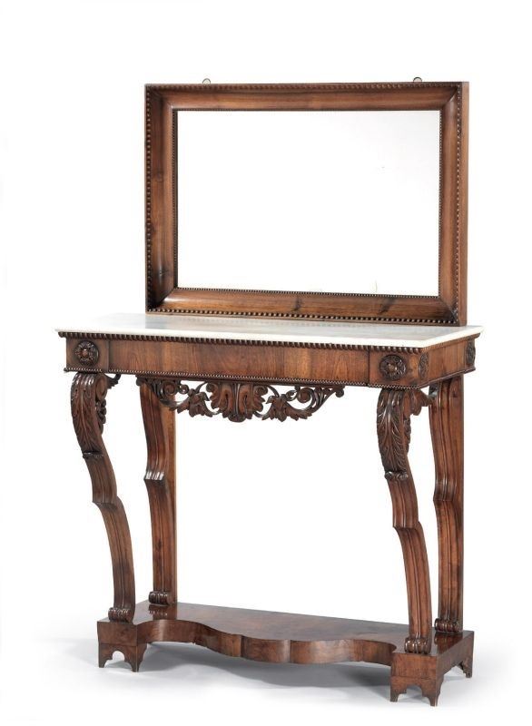 Consolle Lastronata in Legno di Mogano