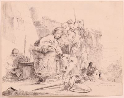 Giovane Seduto e Appoggiato su un Vaso (dai «capricci», Tav. 9)