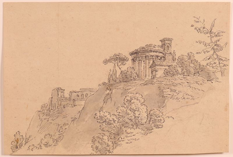 Ignoto del XX Secolo - Paesaggio con Tempio Antico Monoptero