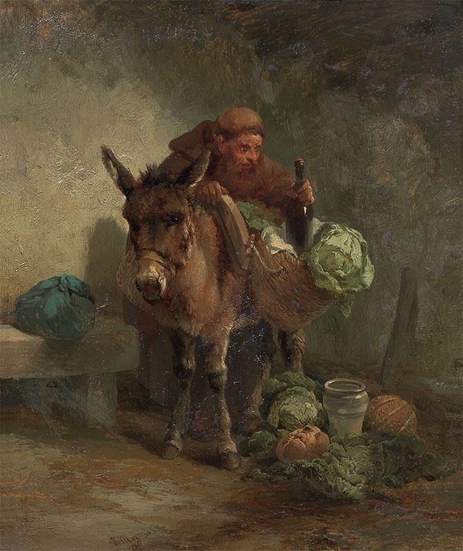 Salvatore Mazza. - Frate con Asino