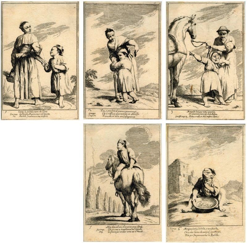 Giuseppe Maria Crespi, Detto Spagnolo - Lotto di Cinque Incisioni da «cacasenno»