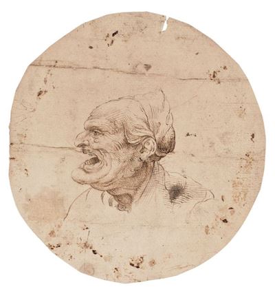 «testa Grottesca di Profilo» (recto) e «studio Geometrico di Testa» (verso)