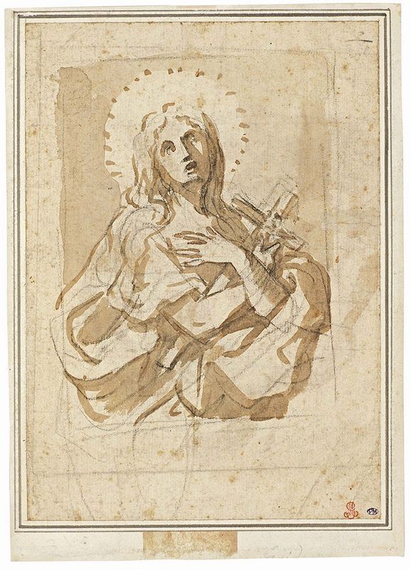 Elisabetta Sirani - «Progetto per dipinto devozionale di Santa Teresa», recto, e «Schizzo per dipinto devozionale di Santa Teresa», verso