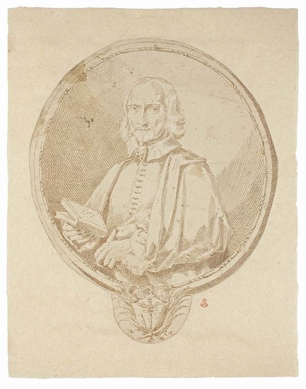 Donato Creti - Ritratto di ecclesiastico (disegno per incisione)