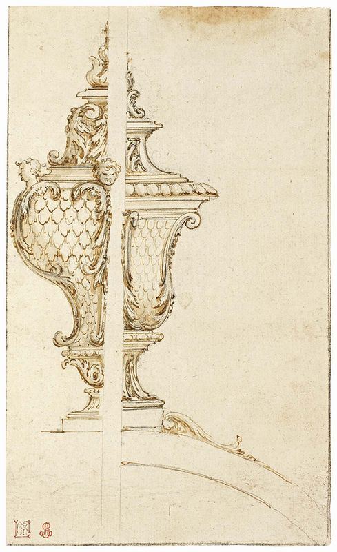 Agostino Mitelli - Due progetti per vaso barocco