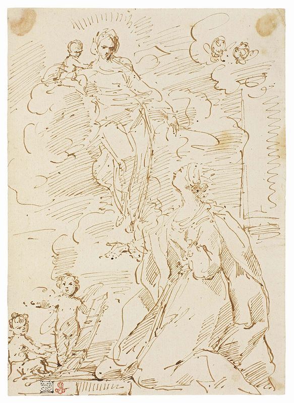 Pompeo Ghitti - Sant'Elena che adora la Vergine con puttini. Idea per una pala d’altare
